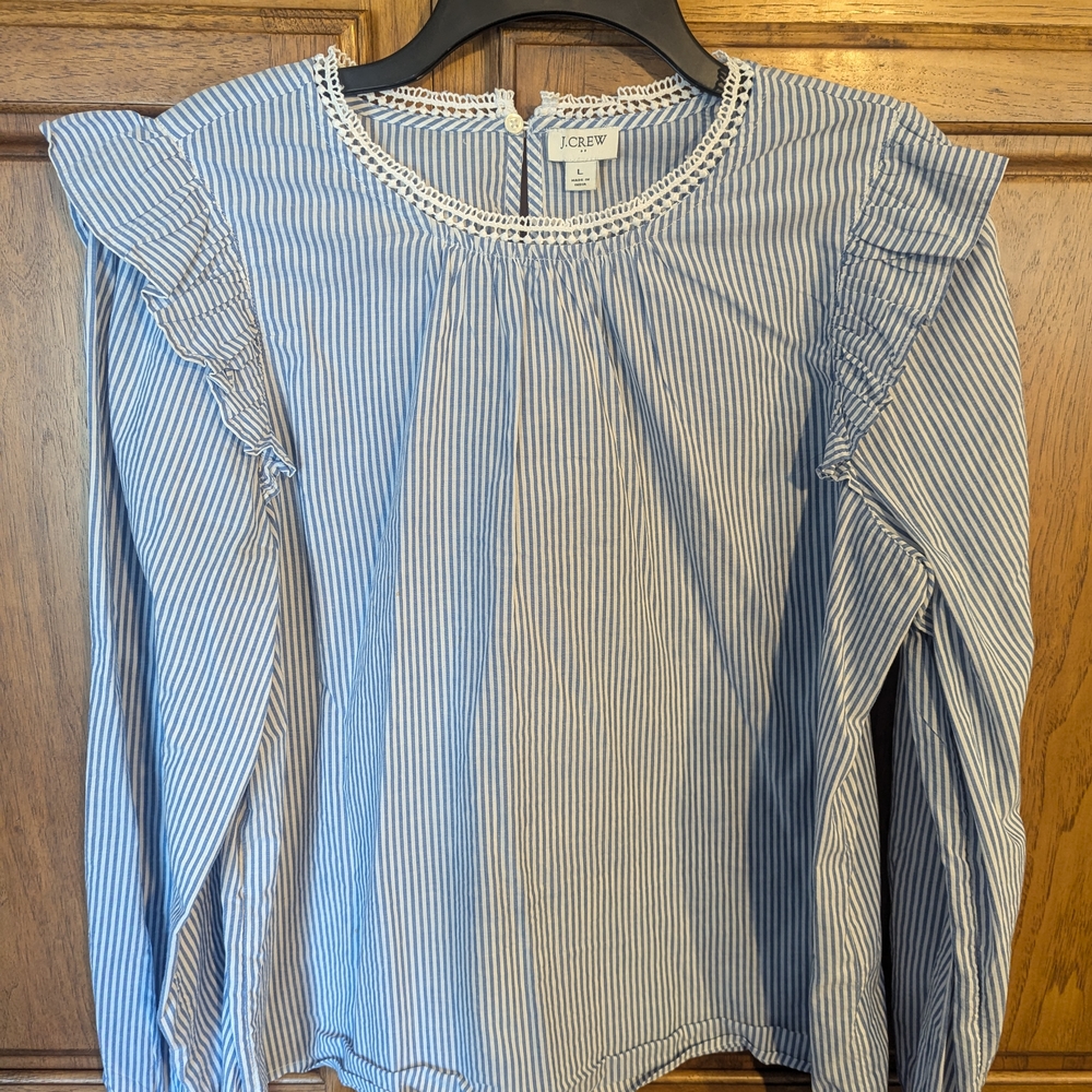 J.Crew Blue Striped Blouse